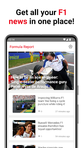 Android application Formula Report 1 Racing News screenshort