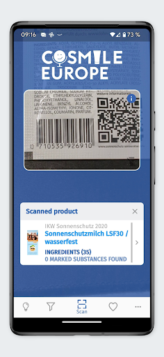 Android application COSMILE® Europe screenshort