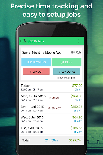 Android application Work Hours Tracking & Billing screenshort
