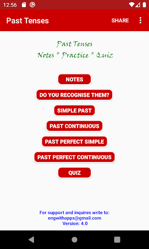 Android application English Past Tenses screenshort