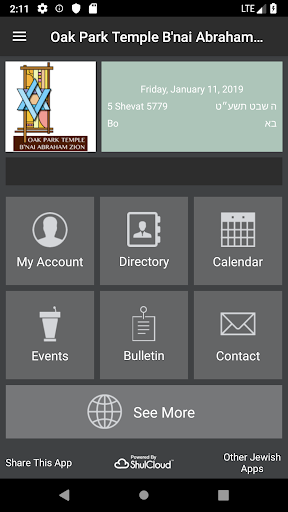 Android application Oak Park Temple B'nai Abraham screenshort