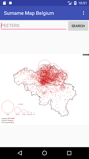 Android application Surname Map Belgium screenshort