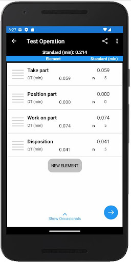 Standard Work - Time Study Screen 2