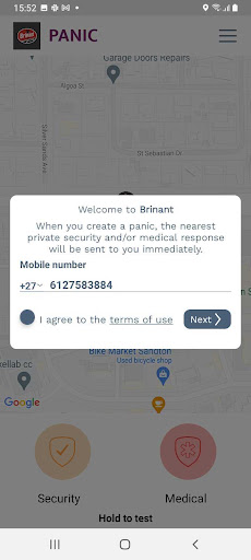 Brinant Panic App Screen 2