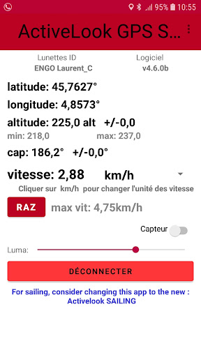 ActiveLook GPSspeed Demo Screen 3