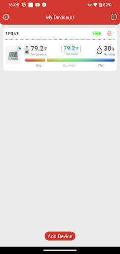 Android application ThermoPro Sensor screenshort