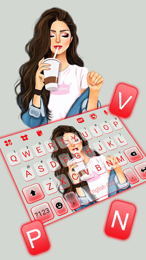Charming Girl Keyboard Backgro Screen 2