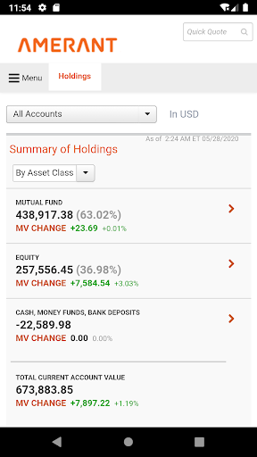 Android application Amerant Investments screenshort
