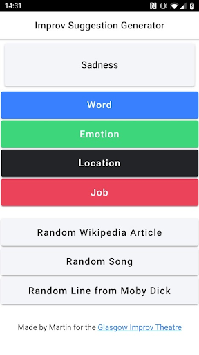 Improv Suggestion Generator Screen 3