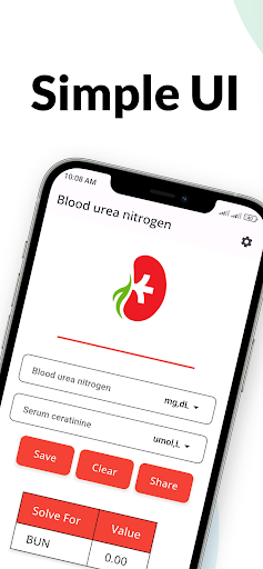 Android application BUN Creatinine Calculator screenshort