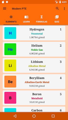 Android application Periodic Table of the Elements screenshort