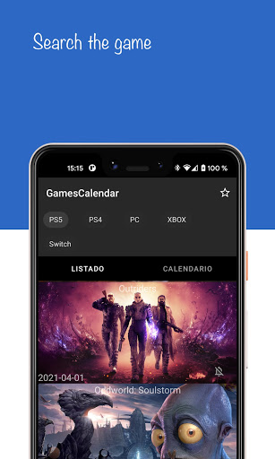 Android application Videogame release calendar screenshort