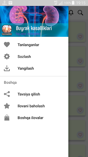 Android application Buyrak kasalliklari va davosi screenshort