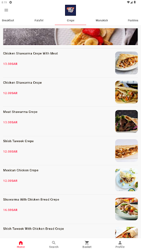 Android application Alath crepe screenshort