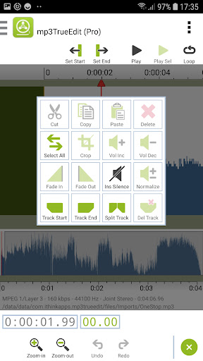 mp3TrueEdit touch Audio Editor Screen 2