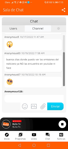 Android application Huila Tv screenshort