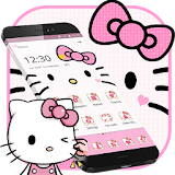 Pink Cute Kitty Face Bowknot Anime Theme icon