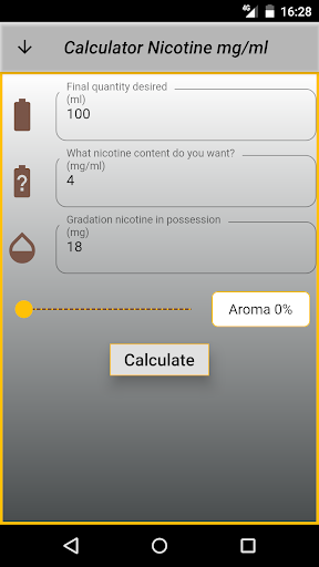 Android application Nicotine Calculator screenshort