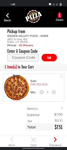 Screenshot of Ogden Valley Pizza