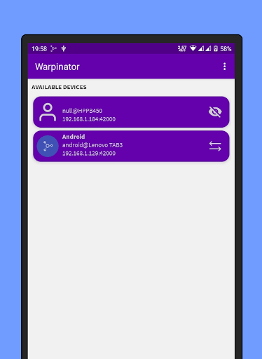 Android application Warpinator (unofficial) screenshort