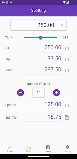 Tip Calculator bill tip split Screen 2