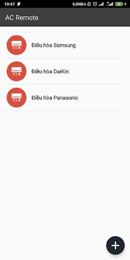 Android application Điều khiển điều hoà screenshort