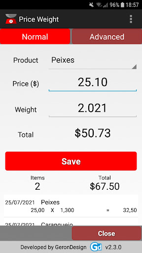 Weight Price Screen 3