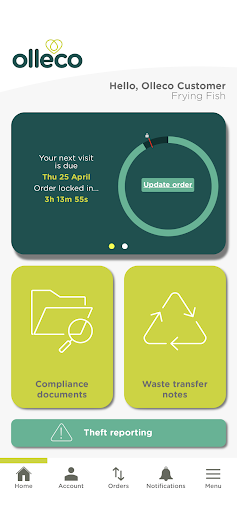 Olleco Customer Service App Screen 2