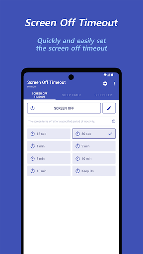 Android application Screen Off Timeout screenshort