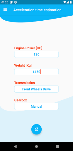 Acceleration time estimation