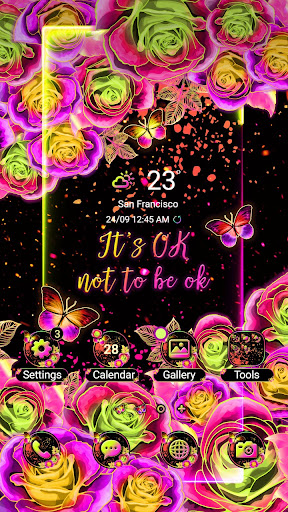 Android application Neon Pink Rose - Wallpaper screenshort