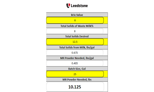 Android application Milk Solids Calculator screenshort