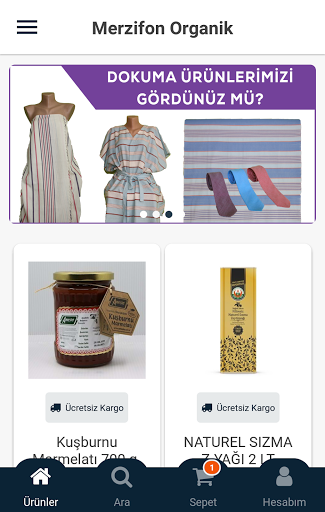 Android application Merzifon Organik screenshort
