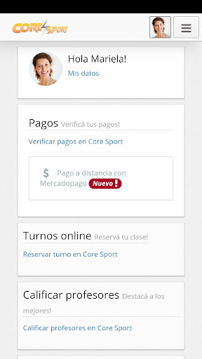 Android application Core Sport screenshort