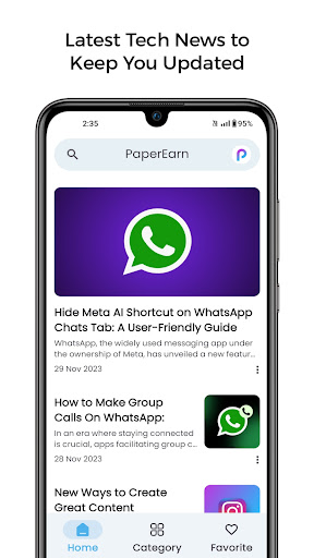 Android application PaperEarn - Tech Updates Hub screenshort