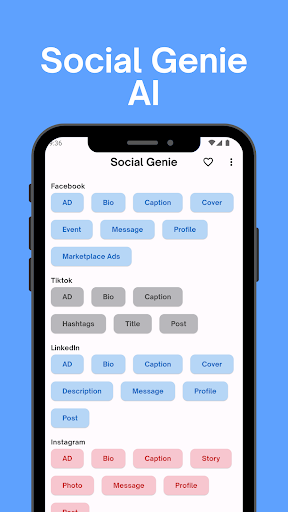 Android application Social Genie AI (Social Media) screenshort