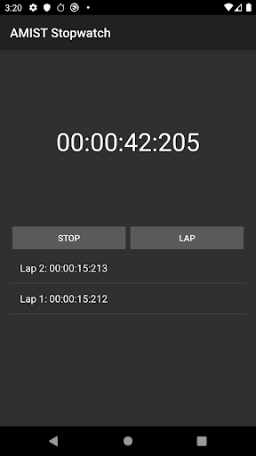 AMIST Stopwatch Screen 2