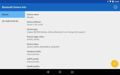 Bluetooth Device Info Screen 3