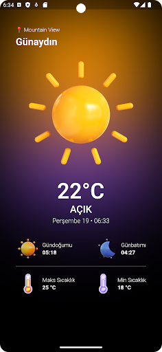 Android application Anında Hava screenshort