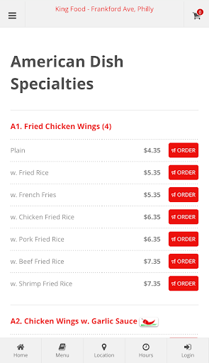 King Food Philadephia Ordering Screen 3