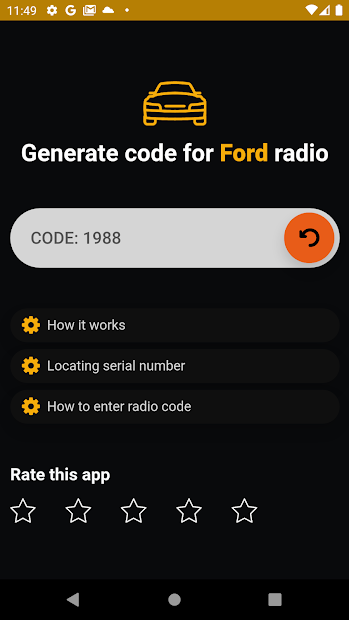 Captura de Pantalla 5 Desbloqueo código radio Ford android