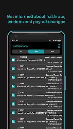 Screenshot of Mining pool monitor: Miner Box