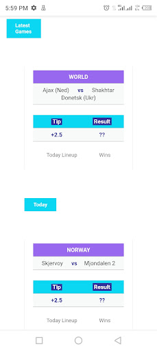Android application Vedimas: Football Prediction screenshort