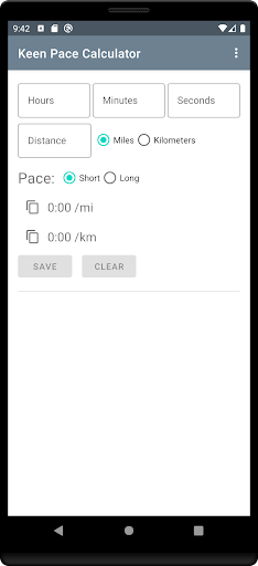Android application Keen Pace Calculator screenshort