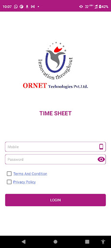Android application Time Sheet screenshort