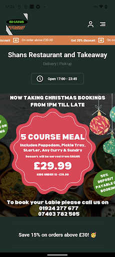 Android application Shans Restaurant and Takeaway screenshort