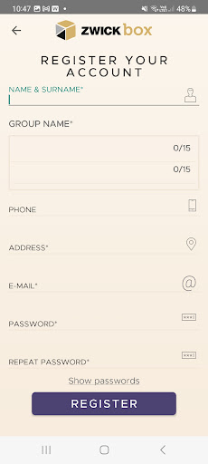 Android application ZWICKbox screenshort