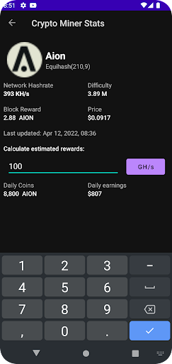 Crypto Mining Stats Screen 2