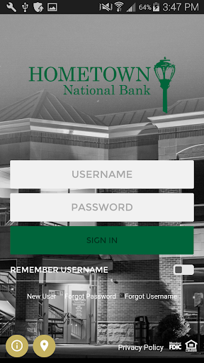 Android application Hometown National Bank screenshort