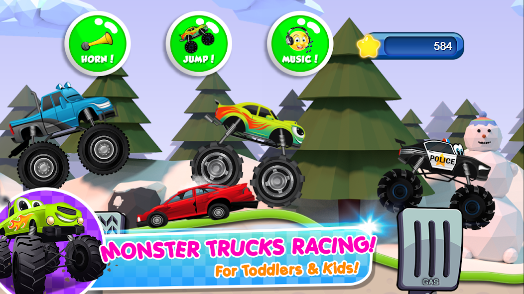 monster trucks para crianças 2.9.51 APK + Mod (Unlimited money) para Android